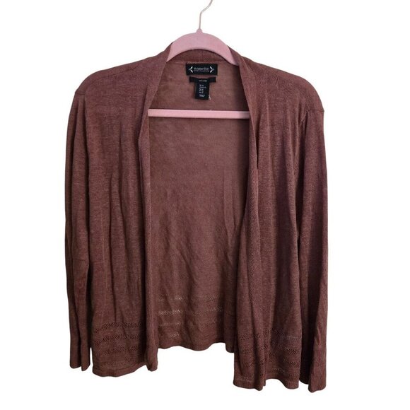 Nanette Lepore NWT Linen Lightweight Brown Open Front Cardigan Sweater Size XL - Picture 2 of 8